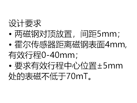 磁性傳感器用磁鋼設(shè)計(jì)要求，對(duì)磁鋼間距、霍爾等提出了具體參數(shù)要求