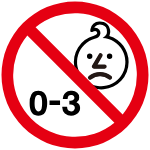 禁止標(biāo)志，標(biāo)有0-3和兒童頭像，表示磁鋼不適合低齡兒童使用